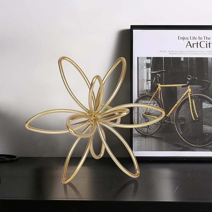 Gold Metal Sculpture Decoration Geometric Sphere Decor Modern Abstract Cube Figurine Ball Statue Centerpiece for Home Decor Accent Living Room Office Shelf Bookshelf Tabletop Decorative - Image 3