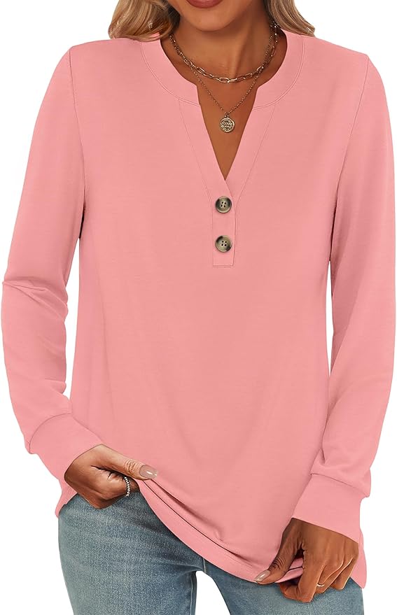ANRABESS Women's Long Sleeve Shirts 2026 Spring Fashion Dressy Casual Tops Trendy Henley Blouses Cute Work Outfits Clothes by ANRABESS