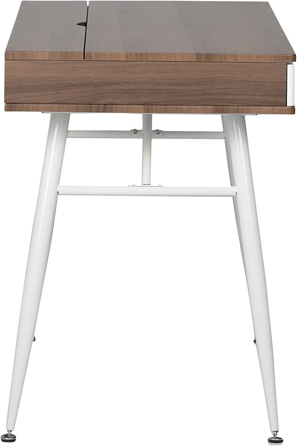 Calico Designs Alcove Modern Desk with Large Split Drawer Storage, White/Chestnut - Image 4