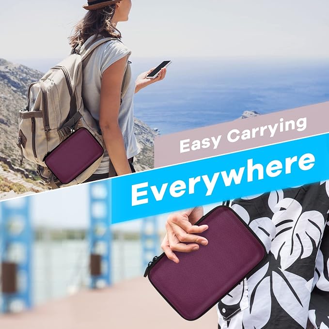 Deep Purple Carrying Case - GLCON Hard Storage Case Electronics Organizer Tech Pouch for Hard Drive, Power Bank, Cell Phone, Charger Enclosure - Portable Travel Pouch Bag with Carabiner - Image 7