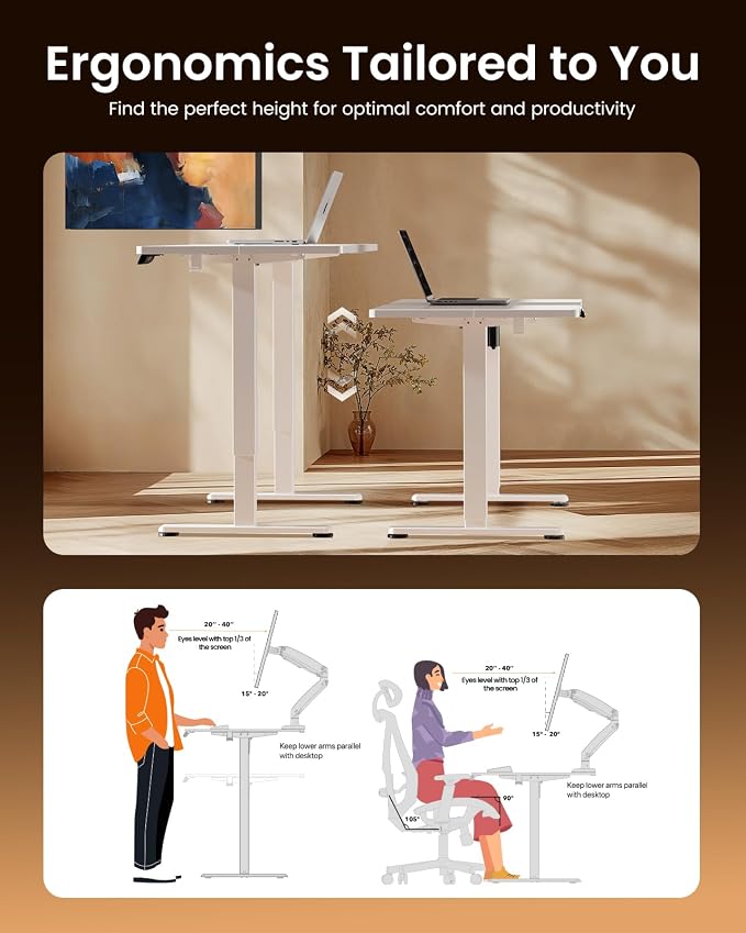 ErGear Height Adjustable Electric Standing Desk, 71 x 30 Inches Sit Stand up Desk, Memory Computer Home Office Desk, White - Image 6