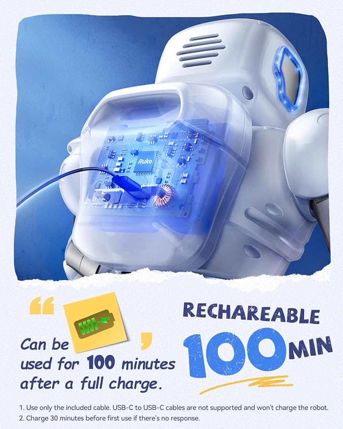 Ruko 1088 Smart Robot Toy for Kids, Large Programmable Interactive Gift | Support Remote Control & App Control & Voice Command, Birthday Gift for Boys & Girls Ages 4 5 6 7 8 9, Blue - Image 7