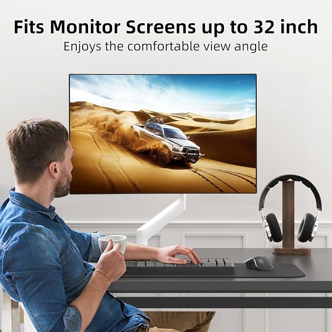 Suptek Single Monitor Mount Adjustable Gas Spring Monitor Arm Desk Mount Stand Fits 17 20 22 23 24 26 27 32 33 inch Monitors,Holds up to 22 lbs,White(MD18W) - Image 4
