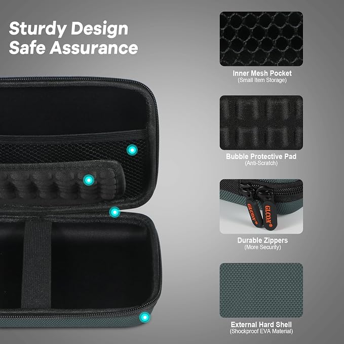 Shockproof Hard Shell Case - Large Electronic Organizer Carrying Case for External Hard Drive, Power Bank, Charger, Battery, GPS, Cell Phone - Portable Storage Pouch Bag Travel Case - Grey Blue - Image 4