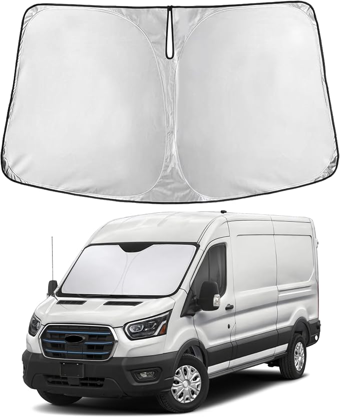 EcoNour Windshield Sunshade Compatible for Ford ETransit 2022-2024 2025 2026, Sun Visor for Front Windshield & Window Sun Shade Cover, UV Heat Blocker & Protector, Car Accessories by EcoNour