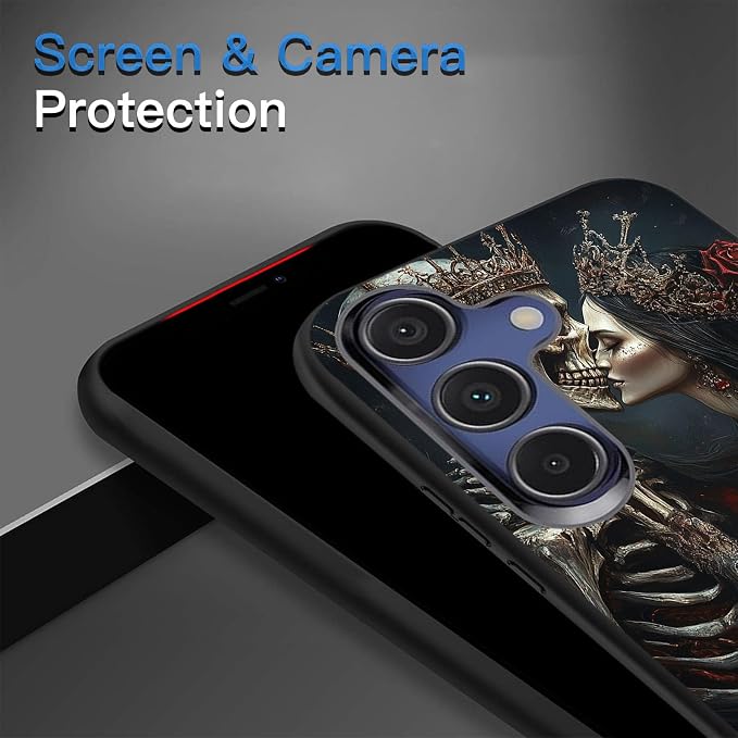 Designed for Galaxy S25 FE Phone Case,Slim Silicone Shockproof Protective Case for Galaxy S25 FE 6.7 inch,Skeleton Couple Love Scene - Image 5