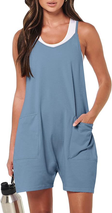 ANRABESS Womens Rompers Summer Casual Loose Sleeveless Overalls Spaghetti Strap Shorts Jumpsuit 2026 Beach Vacation Clothes by ANRABESS