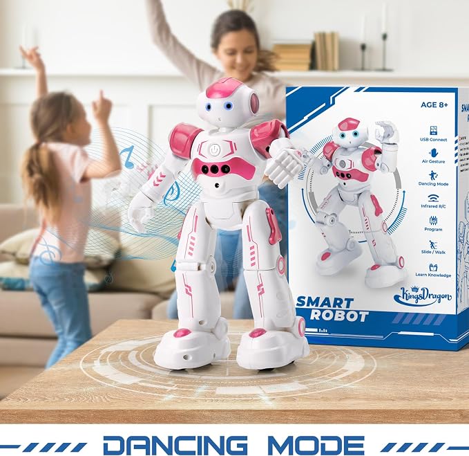 KingsDragon RC Robot Toys for Kids, Gesture & Sensing Remote Control Robot for Age 3 4 5 6 7 8 Year Old Boys Girls Birthday Present (Pink) - Image 6