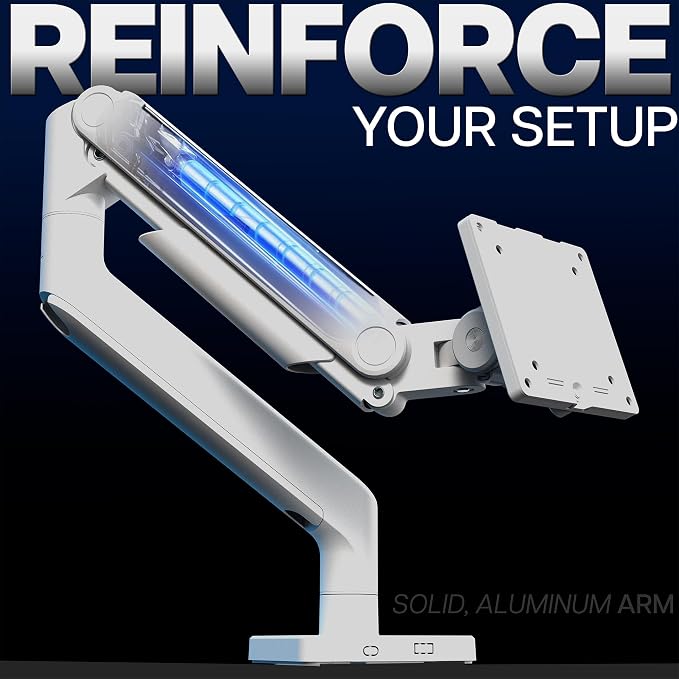 VIVO Heavy Duty Aluminum Ultrawide Monitor Tension Arm for up to 49 inch Screens, Holds 44 lbs, Premium Desk Mount Stand Designed for Samsung Odyssey G9 and More, White, STAND-V101VW - Image 4