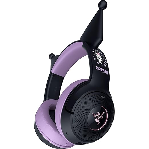 Razer Kraken Kitty V2 BT Wireless RGB Headset, Kuromi Edition | Chroma RGB Kitty Ears & Earcups, Bluetooth 5.2, 40 mm Drivers, Noise-cancelling Mics, Lightweight, USB-C, 40 Hr Battery by Unknown