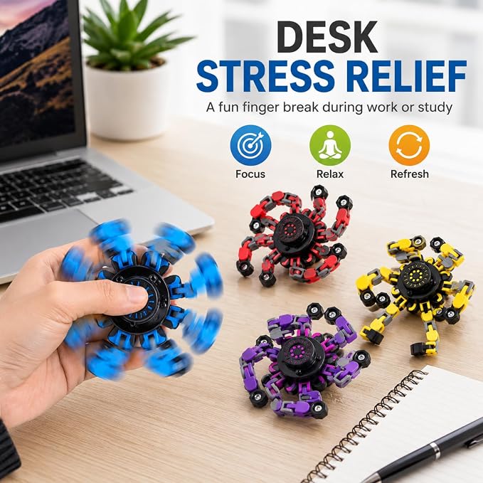 12PCS Transformable Fidget Spinner Toys for Kids and Adults | DIY Robot Chain Fidget Toys, Sensory Toys for Stress Relief, Party Favors, Classroom Rewards & Birthday Gifts - Image 8