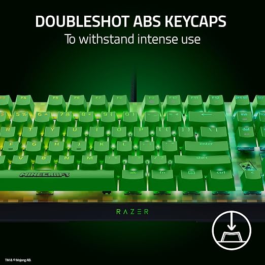 Razer BlackWidow V4 X Mechanical Gaming Keyboard, Minecraft Edition | Green Switches Tactile & Clicky, 6 Macro Keys, Chroma RGB, Doubleshot ABS Keycaps, Sound Dampening & Stabilizers - Image 7