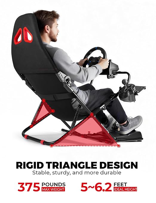 RACGTING Racing Simulator Cockpit for G920 G29 G923, Foldable Racing Simulator for Thrustmaster T248X T248 T300 T150 458 TX PS5 PS4 PC (Black) | 90% pre-assembled , Quick assembly , Space-saving Storage , Sturdy steel frame , For apartments & living rooms - Image 6