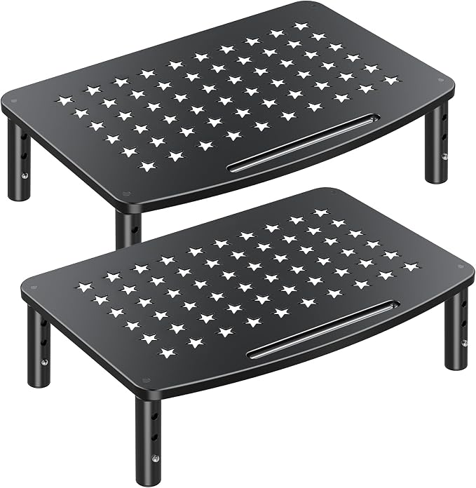 Zimilar 2 Pack Monitor Stands Risers, 3 Height Adjustable Monitor Riser | for Laptop, Printer, iMac, PC, Premium Metal Monitor Stand Riser for 2 Monitors by Zimilar