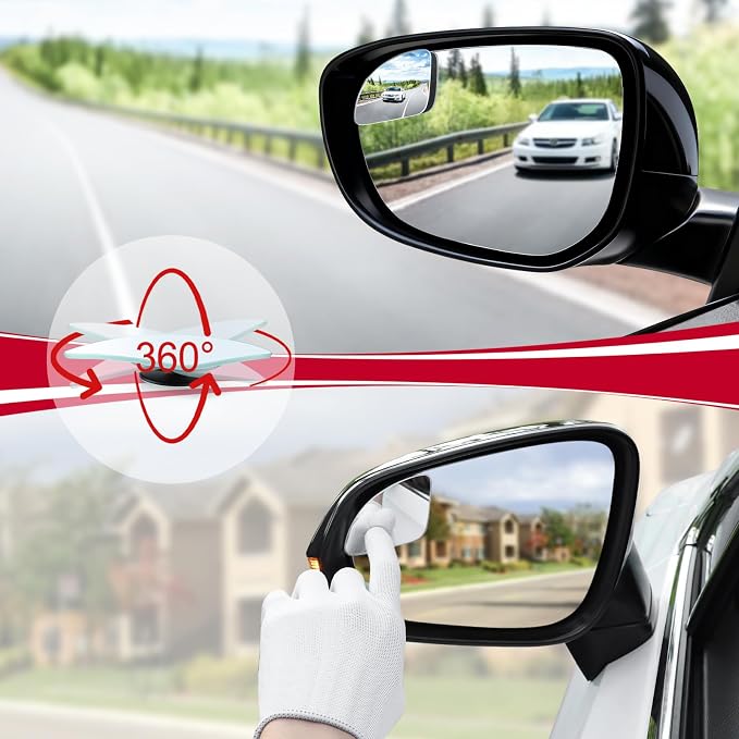 LivTee Blind Spot Car Mirror，Asymmetric Fan Shaped HD Glass Frameless Convex Rear View Mirror with wide angle Adjustable Stick for Cars SUV and Trucks, Pack of 2 - Image 5