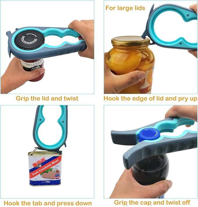 Otstar Jar Opener & Bottle Opener for Seniors with Arthritis, Weak Hands | Adjustable Lid Opener Effortlessly Opens Jars, Bottles & Pop-Top Cans, Great for Senior Parents, Grandparents, or Loved Ones - Image 4