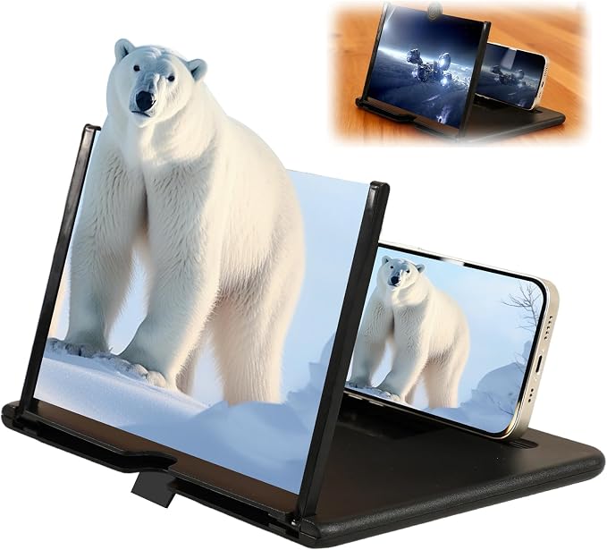 Screen Magnifier Version,3D HD Mobile Phone Magnifier Projector Screen Enlarger for Movies, Videos, and Gaming,Foldable Cell Phone Stand with Screen Amplifier,Supports All Smartphones (Black, 12inch) by Unknown