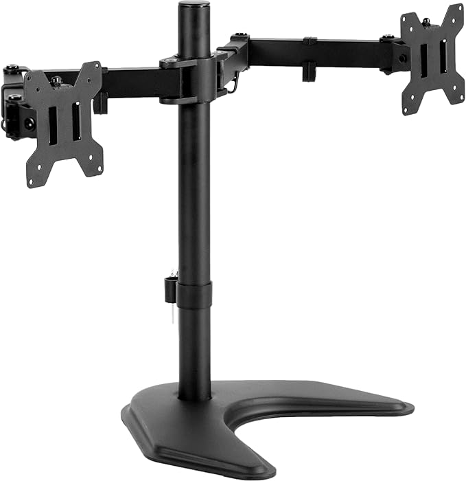 VIVO STAND-V002F Dual LED LCD Monitor Free-Standing Desk Stand for 2 Screens up to 27 Inch Heavy-Duty Fully Adjustable Arms with Max VESA 100x100mm by Unknown