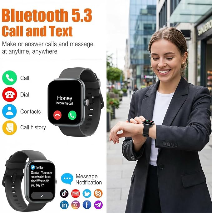 Smart Watch for Men Women (Answer/Make Call), 1.83" HD Touchscreen Fitness Tracker, 110+ Sport Modes, Fitness Watch with Heart Rate/Sleep Monitor/Step, IP68 Waterproof Smartwatch for iPhone Android - Image 2