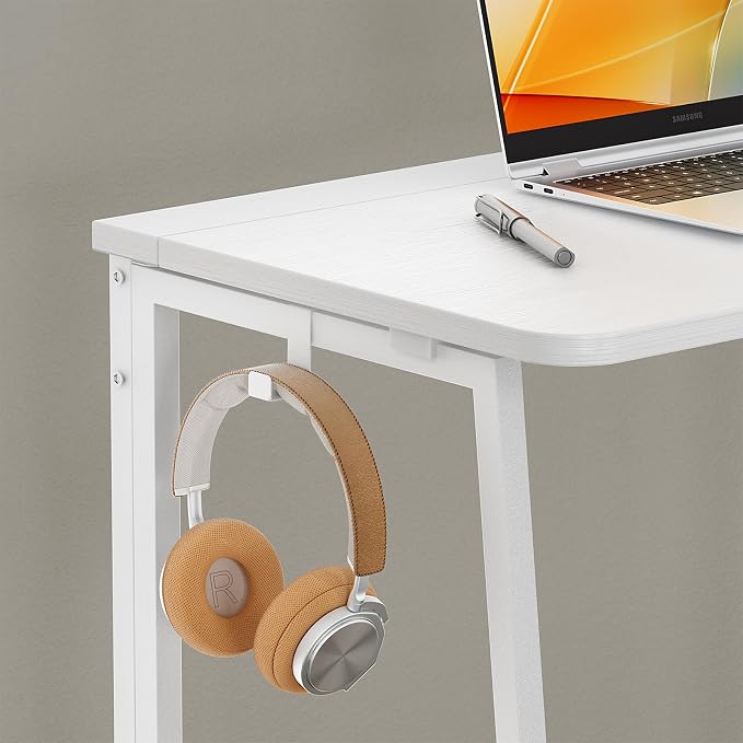 WOHOMO Folding Desk, 47.2" Foldable Computer Desk for Bedroom, Space Saving Computer Table Writing Workstation for Home Office, Easy Assembly, White | Easy Assembly and Fold, Sturdy Home office desks for Study Bedroom Dorm Space Saving Writing Work Apa... - Image 6