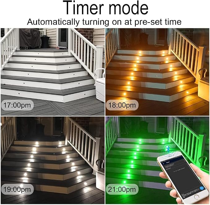 LED Deck Light Kit, 20pcs Φ1.77 WiFi Wireless Smart Phone Control Low Voltage Recessed RGBW Deck Lights with Remote, Voice Control, IP67 Waterproof Outdoor Path Stair Landscape Lighting, Black - Image 4