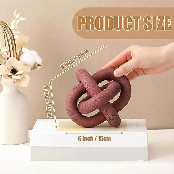 Yalikop 3 Link Wood Knot Decor Rustic Home Décor Accents Hand Carved Coffee Table Decoration, Boho Chain Link Decoration, Modern Shelf, Rustic Objects for Home Living Room Bedroom(Reddish-Brown) - Image 2