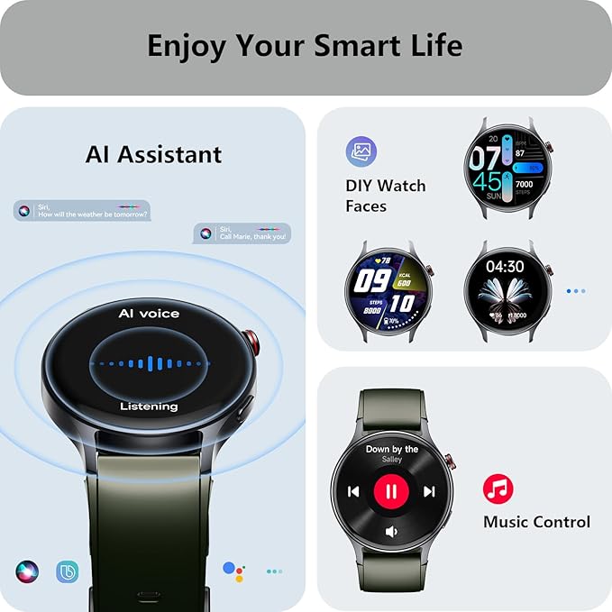 Smart Watch for Men Women, Answer/Make Call, AMOLED Ultra-Clear Screen Activity Trackers with Heart Rate/Sleep/SpO2 Monitor, Smartwatch for iPhone/Samsung/Android, 110+ Sport Modes, 3ATM Waterproof - Image 6