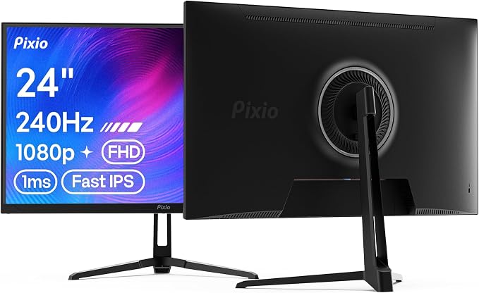 Pixio PX249 Wave 24 inch 240Hz Refresh Rate FHD 1080p Resolution Fast IPS Panel 1ms GTG Response Time Built-in Speakers Gaming Monitor with Adaptive Sync by Pixio