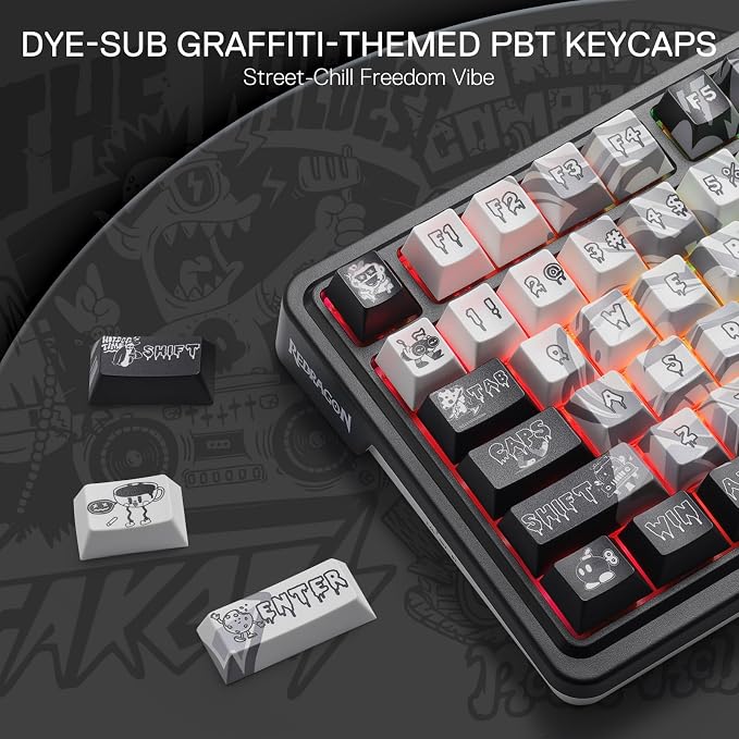 Redragon K719 PRO Wireless 95-Key Gasket Gaming Keyboard, TFT Screen & Knob | Easy-Control LED Info Display, 0-Delay Tri-Mode, Cushioned 5-Layer Noise Dampening for Creamy Thocky Sound, Practical 95 keys - Image 8