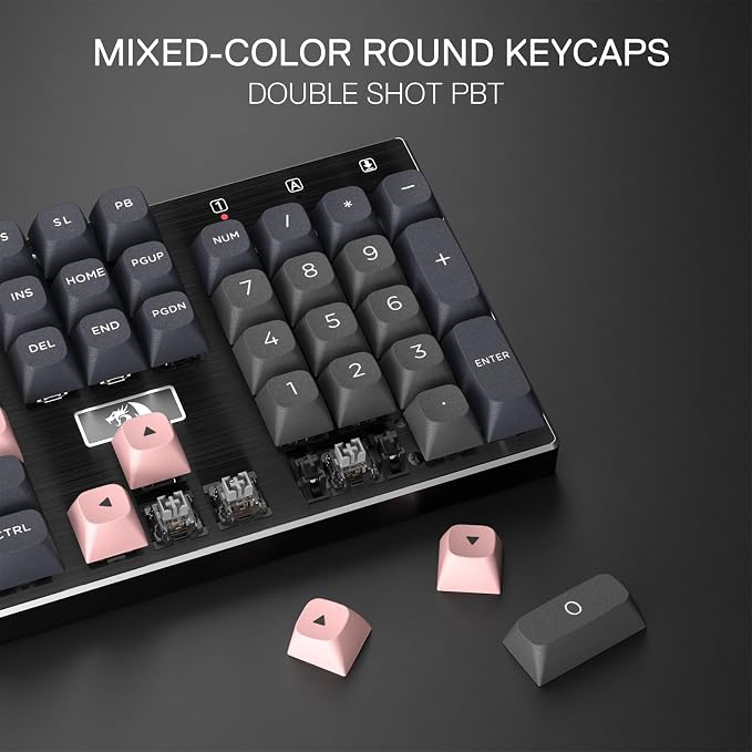 Redragon K556 Wired RGB Mechanical Gaming Keyboard, 104-Key Aluminum Board | Rock-Solid Metal Build, 20 Backlits for Immersive ESports Vibe, Hot-swap Creamy Custom Linear Switch, PBT Round Keycaps - Image 6