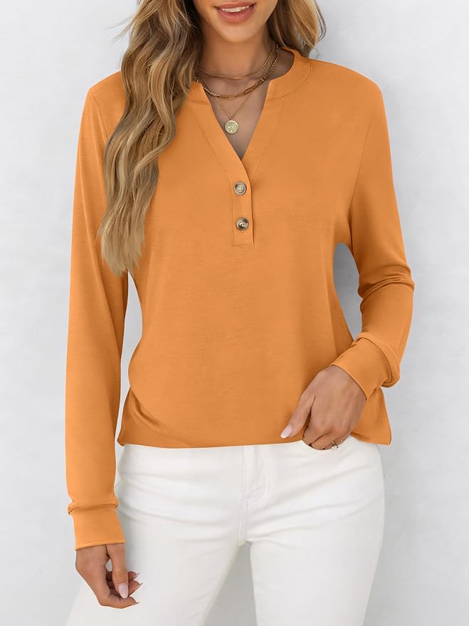 ANRABESS Women's Long Sleeve Shirts 2026 Spring Fashion Dressy Casual Tops Trendy Henley Blouses Cute Work Outfits Clothes - Image 3