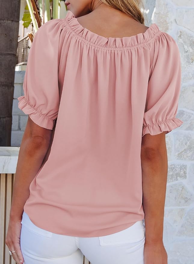EVALESS Womens Tops Off The Shoulder Blouses for Women Dressy Casual Cute Puff Sleeve T Shirts Fashion 2026 - Image 5