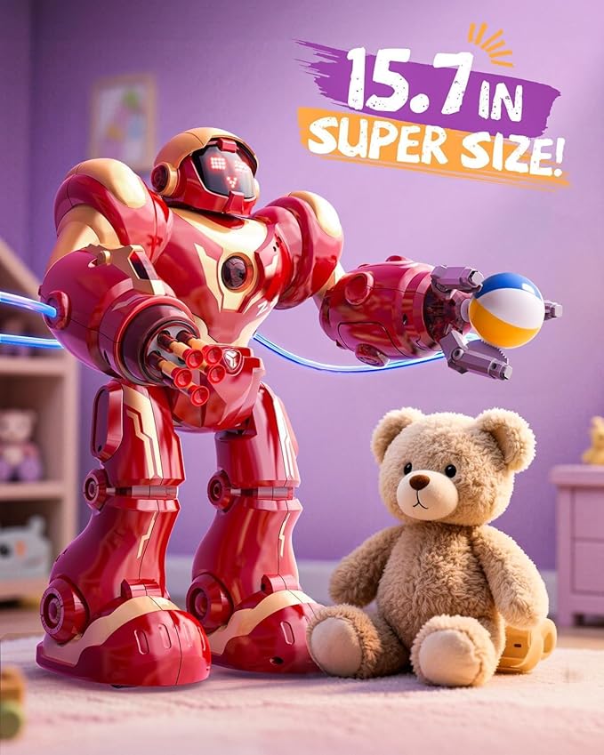 Holyton 5088 Smart Robot for Kids, Programmable Remote Control Robot | 15.7" Large Robot, Voice, App & Remote Control, Grab & Foam Dart Launcher, Music & Dancing, STEM Toy, Gift for Kids Ages 5-12 - Image 6