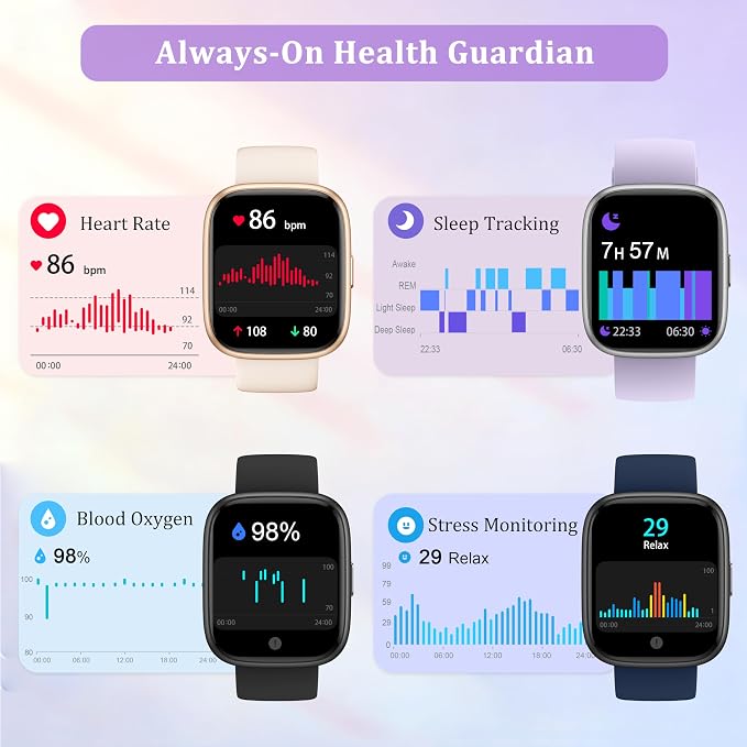 Smart Watch for Women Men, 2026 Upgrade Smartwatch [2 Bands, 44mm case], 1.83" Fitness Tracker Watch Alexa Built-in, Make/Answer Call, HR Sleep Stress Monitor, IP68 Waterproof Step Counter Watch - Image 2