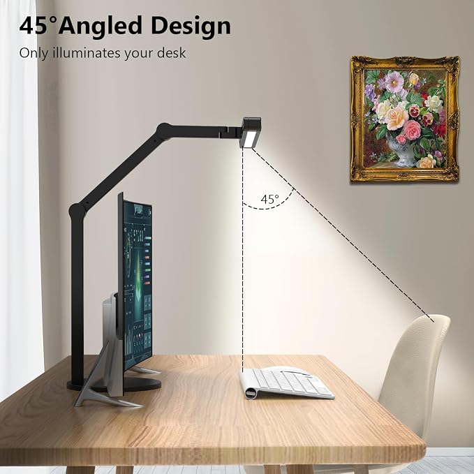 Micomlan Architect Desk Lamp with Atmosphere Lighting, Adjustable Led Desk Light for Home Office with Base, 24W Bright Auto Dimming Table Light with Rotatable Swing Arm for Workbench Computer - Image 4
