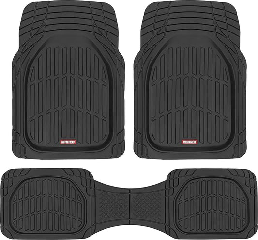 Motor Trend FlexTough Floor Mats for Cars, Black Deep Dish All-Weather Car Mats, Waterproof Trim-to Fit Automotive Floor Mats for Cars Trucks SUV, Universal Floor Liner Car Accessories by MotorTrend