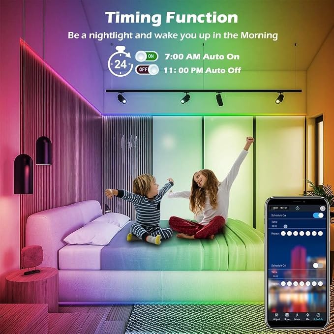 Led Strip Lights,20ft Led Light Strips Music Sync Color Changing RGB Led Strip Built-in Mic,Bluetooth App Control LED Rope Lights with Remote,5050 RGB Led Lights for Bedroom,Home,TV,Party,Christmas - Image 4