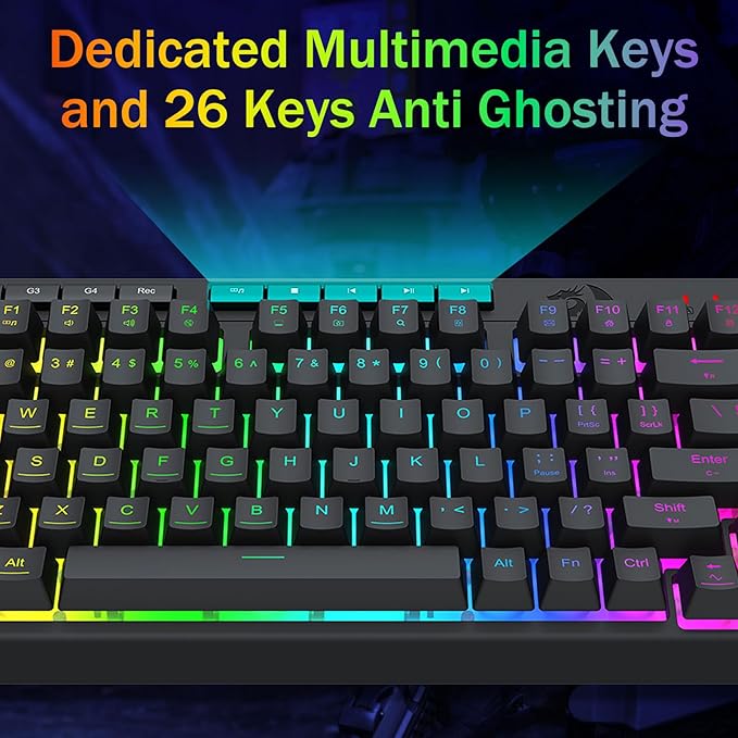 Redragon K524 75% Wired Gaming Keyboard, RGB Backlit, Whisper-Quiet, Black | Membrane Keyboard with Programmable Macro and Multimedia Keys, Anti-ghosting, Spill Resistant,Compact for Win/MAC/PS/Xbox - Image 5