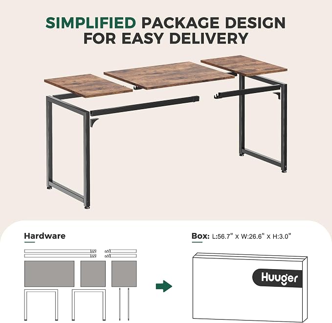 Huuger Computer Desk, 80 Inch Office Desk, Gaming Desk with Storage, Writing Desk Work Desk for Home Office, Study, Long Simple Desk, Large Legroom, Metal Frame, Rustic Brown - Image 8