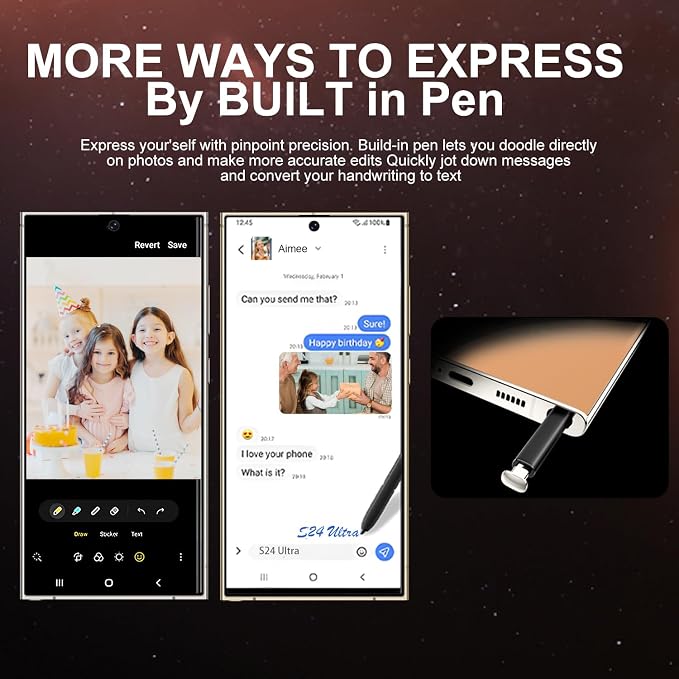 S24 Ultra Unlocked Cell Phones Smartphone with Built-in Pen 8+256GB Android 13 Phones 6.8" HD Screen Dual SIM 108MP+48MP Camera (Oranges) - Image 5
