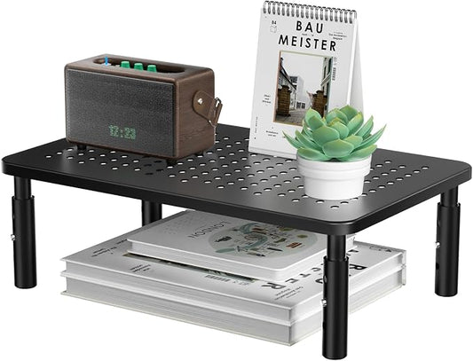 WALI Desk Organizer, 1 Tier Computer Monitor Stand for Desk, Desk Monitor Riser 3 Height Adjustable, Laptop Stand Underneath Storage for Office, Home, School Supplies (STT003), 1 Pack, Black by WALI