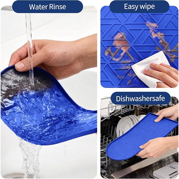 Silicone Coffee Mat,15.8"x7.9" Coffee Bar Mats for Countertop,Espresso Mat, Silicone Heat Resistant Mat for Espresso Machine/Coffee Maker (Blue) - Image 5