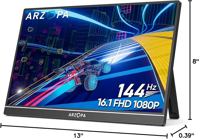 ARZOPA 16.1'' 144Hz Portable Gaming Monitor, 106% sRGB 1080P FHD Kickstand Portable Monitor with HDR, Ultra Slim, Eye Care, External Second Screen for Laptop, PC, PS5, Mac, Xbox-Z1FC - Image 9