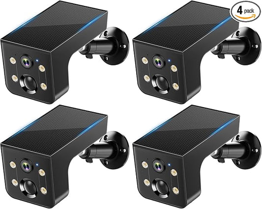 Thybro Solar Outdoor Wireless Camera 4 PCS - 2K HD, AI Motion Detection, Easy Setup, WiFi, Color Night,Outdoor Surveillance for Yard & Driveway, Black by Unknown