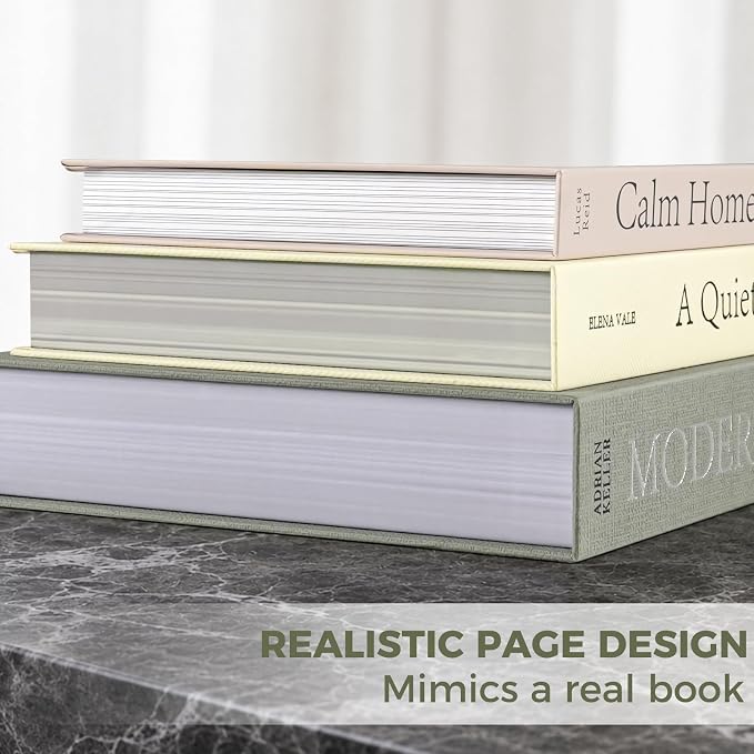 Decorative Books for Home Decor, Set of 3 Stackable Fake Books for Coffee Table Bookshelf Decor, Modern Aesthetic Decorative Book for Home Living Room Bedroom Office Decoration, Sage Green - Image 5