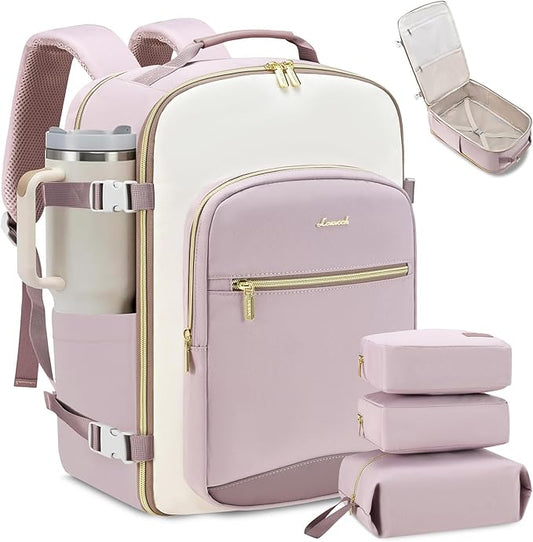 LOVEVOOK 50L Travel Backpack for Women & Men, Airline Approved Carry On Luggage with 3 Packing Cubes, TSA Overnight Bags, Waterproof Personal Item Bag, Weekender Essentials Backpacks fits 17" Laptop by LOVEVOOK