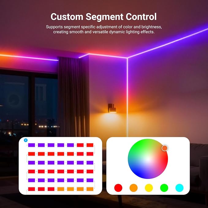 NEEWER 9.84ft/3m LED Strip Lights Front Lit, Smart AI RGB IC Cuttable Neon Rope Light, App Control Color Changing, Bedroom Gaming Room Home Indoor Wall Decor, Compatible with Google and Alexa, NS01 - Image 8