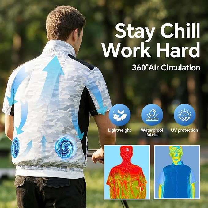 Cooling Vest with 30,000mAh Battery Pack,2 High-Speed Cooling Fans Jacket Air Conditioned Workwear for Summer - Image 2