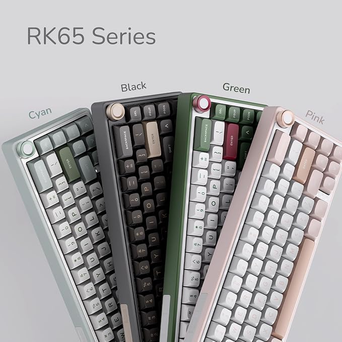 RK ROYAL KLUDGE R65 Wired Gaming Keyboard with Volume Knob, 60% Percent RGB Backlit Mechanical Keyboard Gasket Mount with PBT Keycaps, MDA Profile, QMK/VIA, 66 Keys Hot Swappable Cream Switch, Black - Image 9