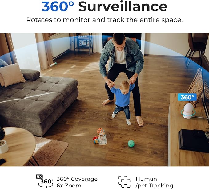 IMILAB 4K 8MP Security Camera Indoor, 360° View Pet/Dog/Baby Camera with Xiaomi Home App, 2.4G/5G WiFi Plug-in Room Cam, Color Night Vision, Pet&Human Track, Two-Way Audio, No Subscription(C40) - Image 4